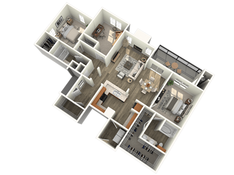 Floor plan for 3 beds, 2 baths, 1530 sqft